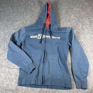 Walt Disney World Jacket Size Small Full Zip Blue Cotton Hoodie Mickey Vacation